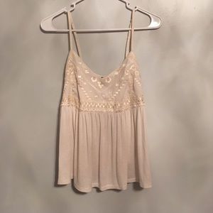 Embroidered flowy tank top