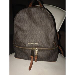 Michael Kors monogram black and brown backpack
