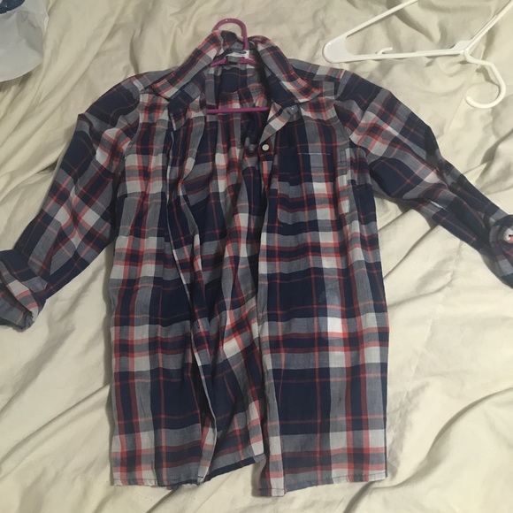 Old navy plaid button up tee - Picture 1 of 1