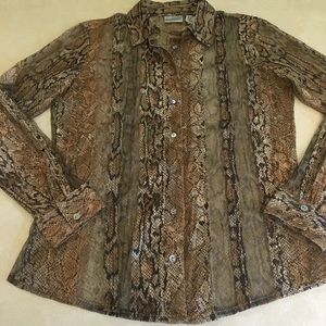 Chico's Mesh Animal Python Snakeskin Blouse  Sz 4