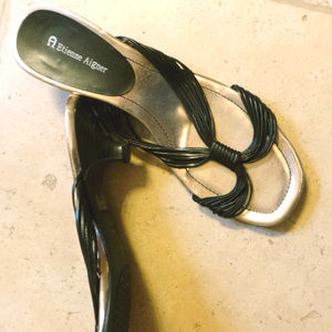 Etienne Aigner Strappy black low heel sandals
