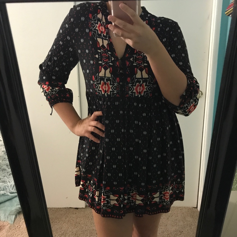 Cute long sleeve tribal print dress