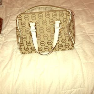 Michael Kors tan bag with white leather!