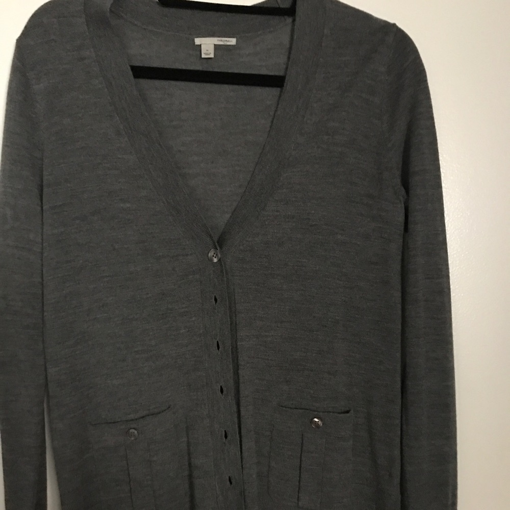 Halogen Grey button up knit sweater