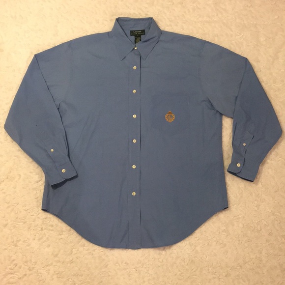 Lauren Ralph Lauren Blue Button Up Logo Size 14 - Picture 2 of 8