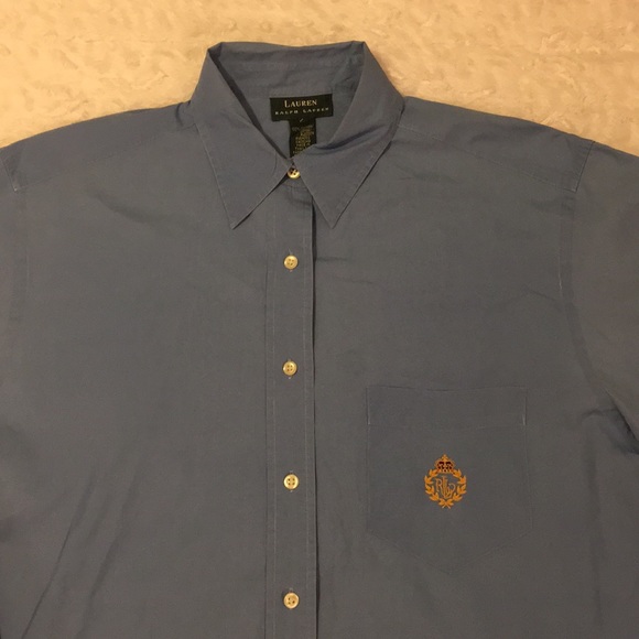 Lauren Ralph Lauren Tops - Lauren Ralph Lauren Blue Button Up Logo Size 14