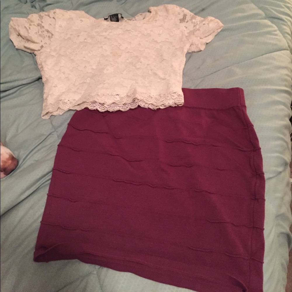 Maroon bodycon mini skirt