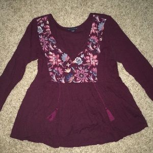 Burgundy American Eagle peplum top