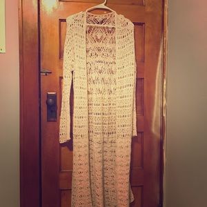 Long crocheted cardigan
