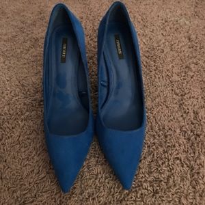 Faux Suede Blue Heels