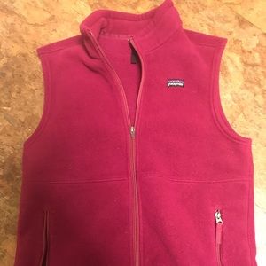Patagonia vest, magenta colored fleece