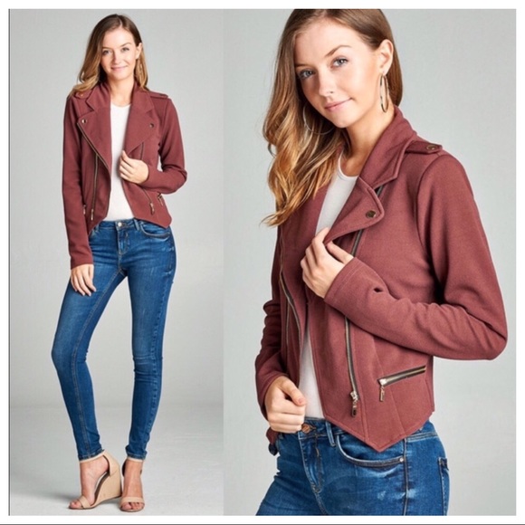 CLEARANCE-FIRM‼️Dark Rose Moto Jacket - Picture 3 of 7