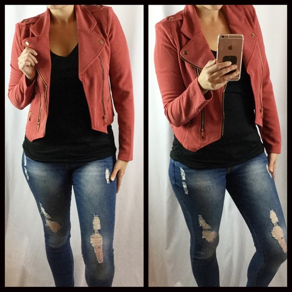 CLEARANCE-FIRM‼️Dark Rose Moto Jacket - Picture 4 of 7