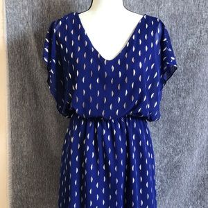Blue & Gold Dress Medium great condition