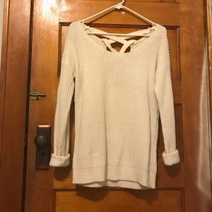 Cream sweater cross back