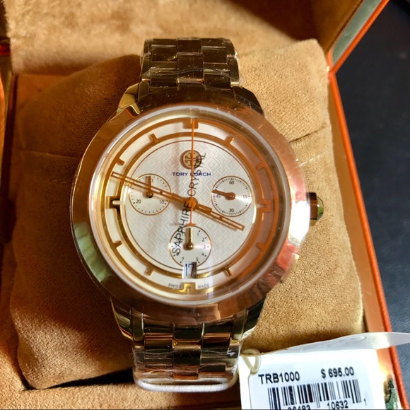 NEW TORY WATCH, GOLD-TONE/IVORY CHRONOGRAPH, 37 MM main image 5
