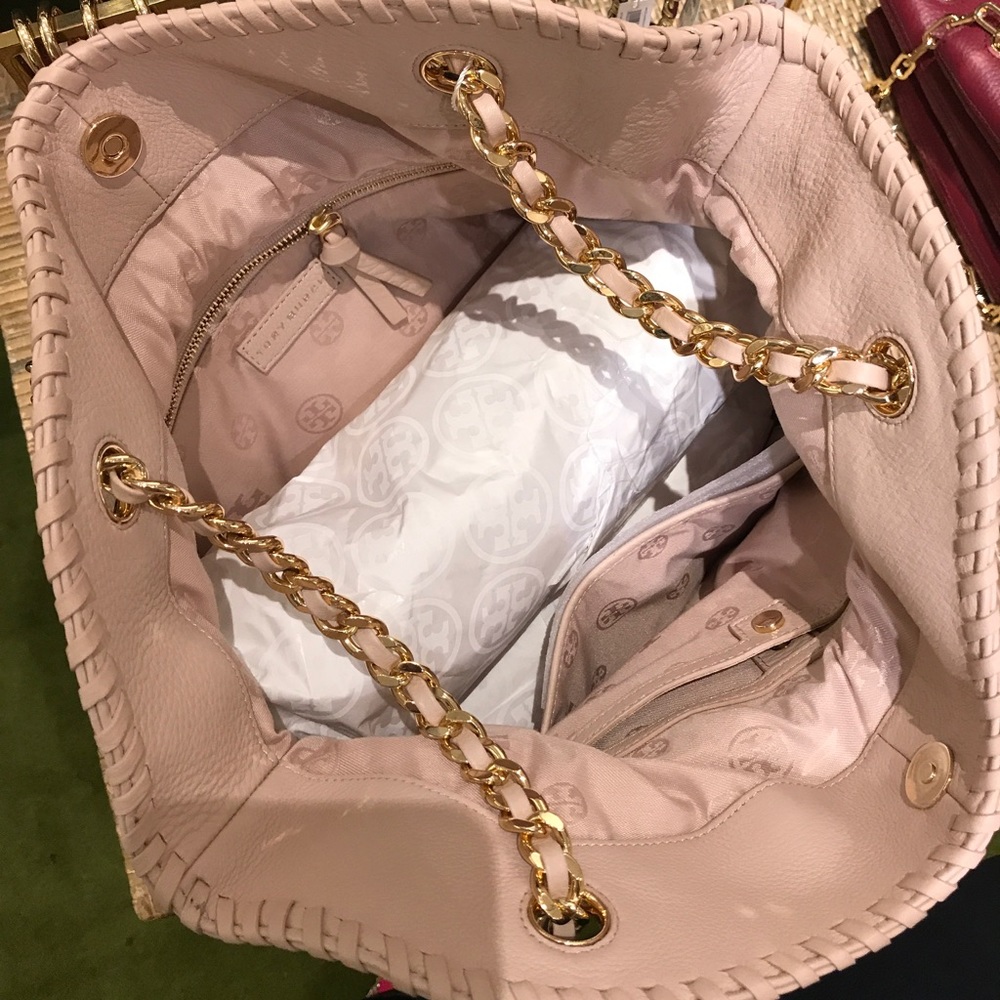 NWT Tory Burch Light Oak Leather Shoulder Handbag - Picture 2 of 7
