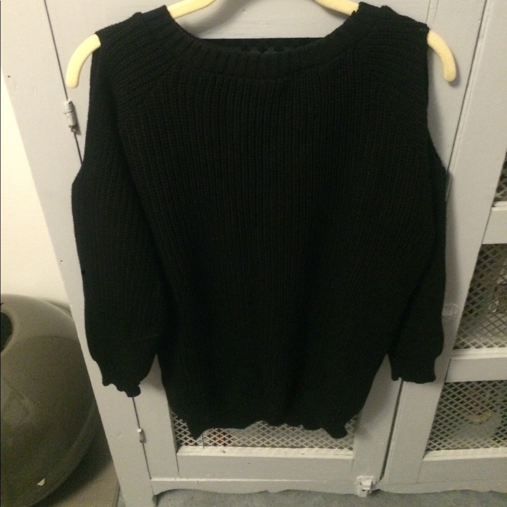 Cold Shoulder Black Sweater