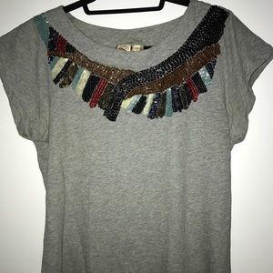 Grey short sleeved top with sequin detailing