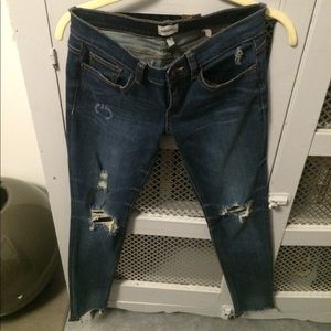 Trendy distressed jeans.