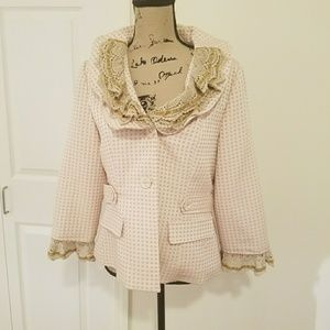 Young Essence Blazer Jacket Polka Dots Lace