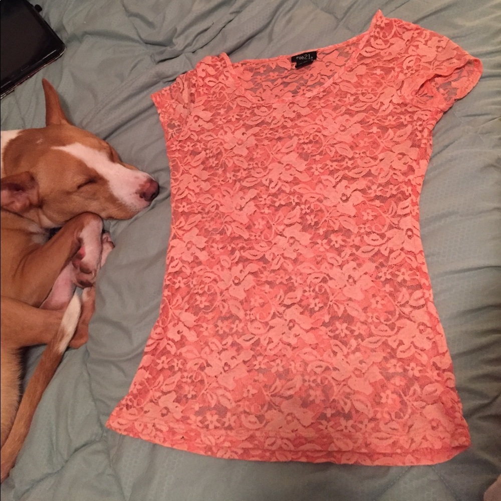 Coral lace shirt