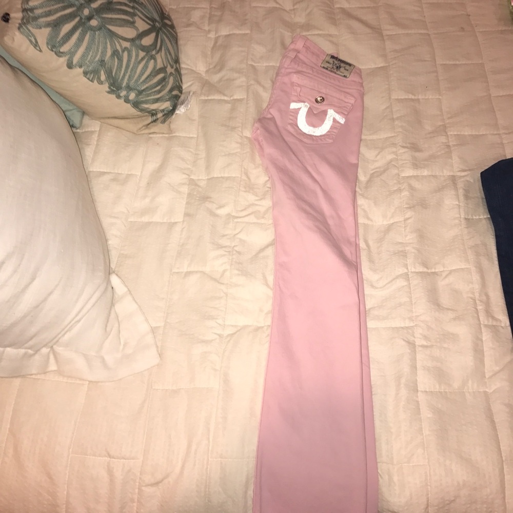 Pink True Religion Straight Legged Jeans size 25
