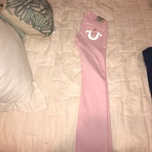 Pink True Religion Straight Legged Jeans size 25