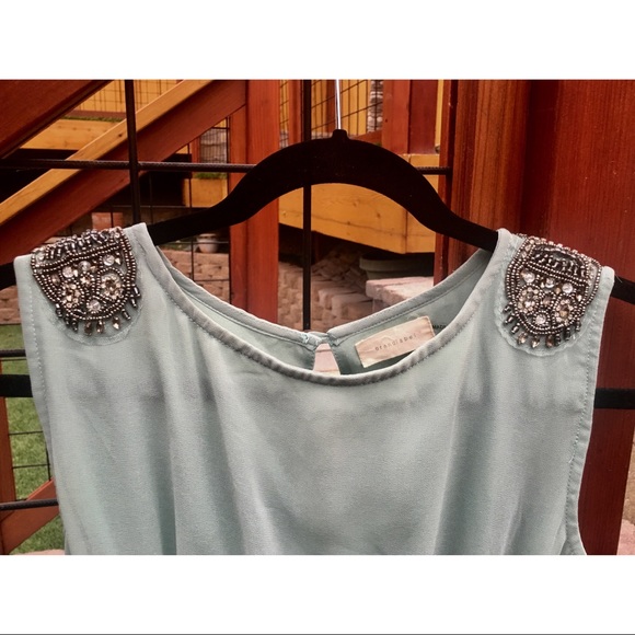 ModCloth sage Sz M dress w/shoulder embellishment - Picture 5 of 7