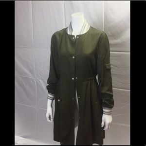 Long Adjustable olive Baseball Jacket