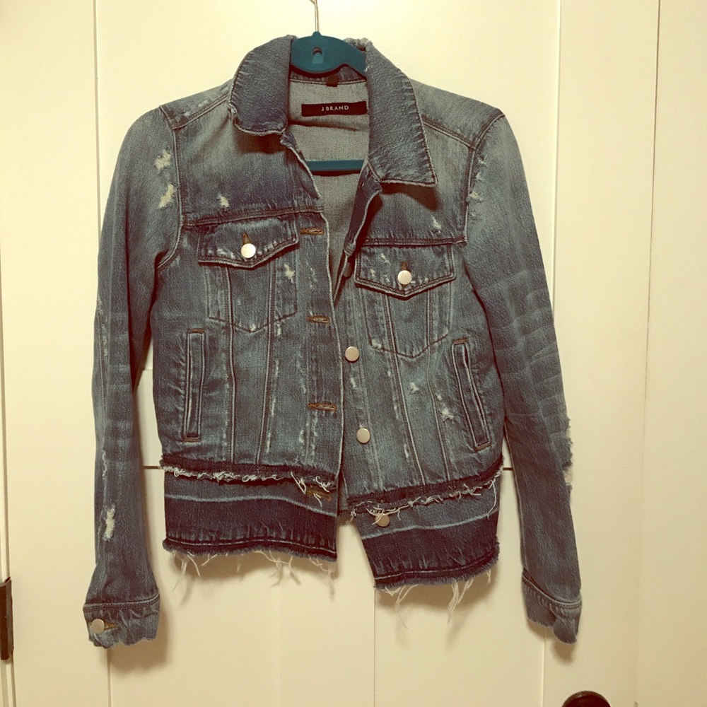 J brand size XS jean jacket with selvedge bottom