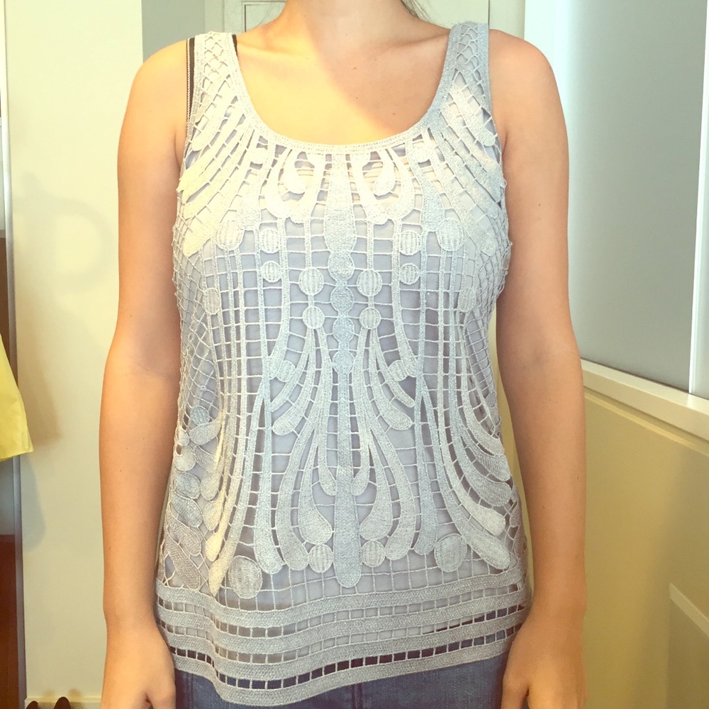 Express lace/net overlay top