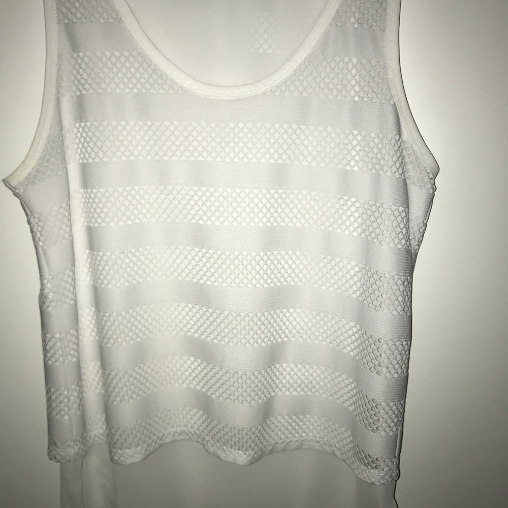 White lace layered sleeveless blouse