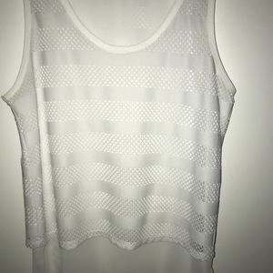 White lace layered sleeveless blouse