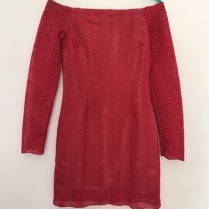 Keepsake dress off shoulder coral color small