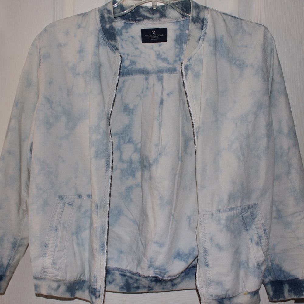 Acid wash bomber jacket