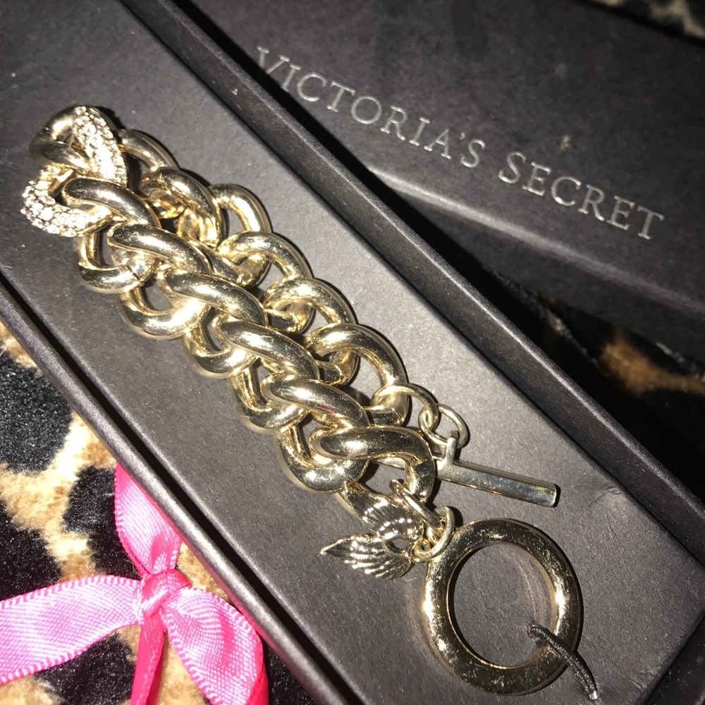 Victoria Secret gold tone bracelet with crystals