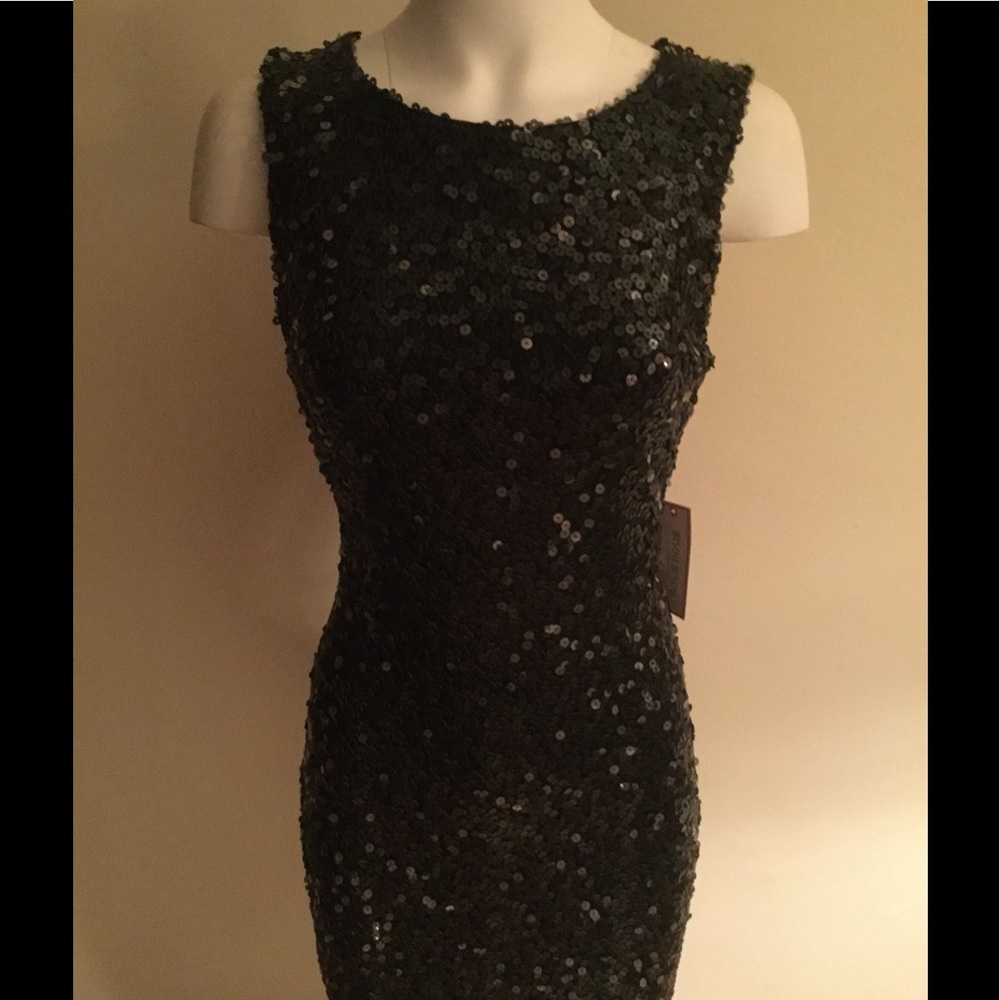 Bisou Bisou front sequin black dress