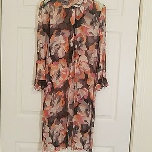 Kasper 100% Silk Floral Sheer Dress
