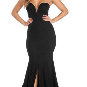 Black gown tailored for 5'3 with 3 inch heels