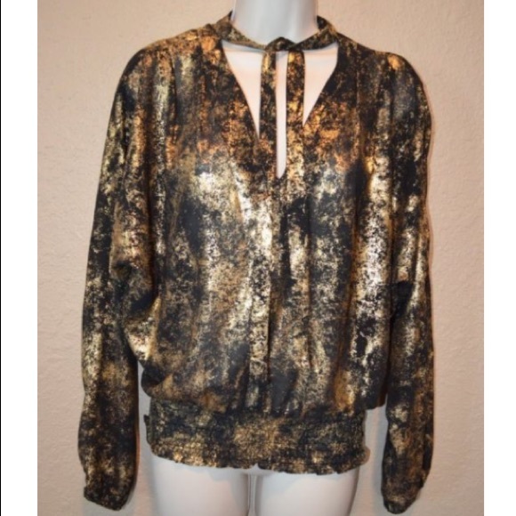 MICHAEL Michael Kors black and gold blouse - Picture 1 of 7
