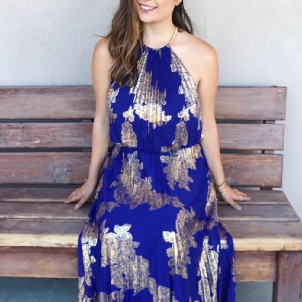 Blue halter Macy's evening gown