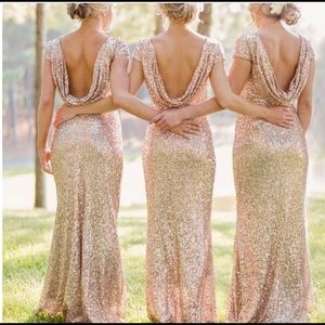 Long gold sequins dress NWT