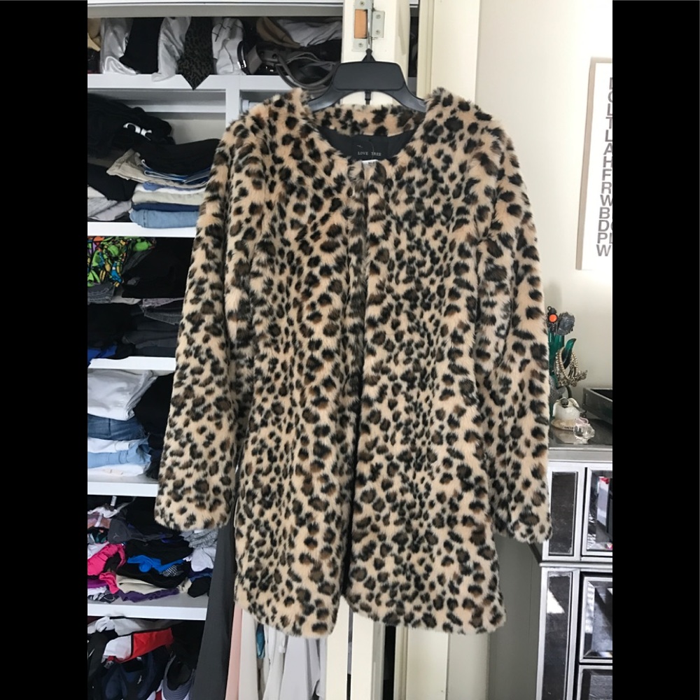 Faux Cheetah Print Coat