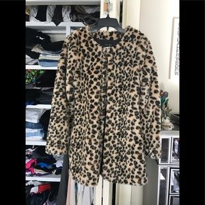 Faux Cheetah Print Coat