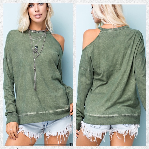 LAST ONE LARGE 💯 Cotton Oil Washed Olive Tunic. - Picture 2 of 4