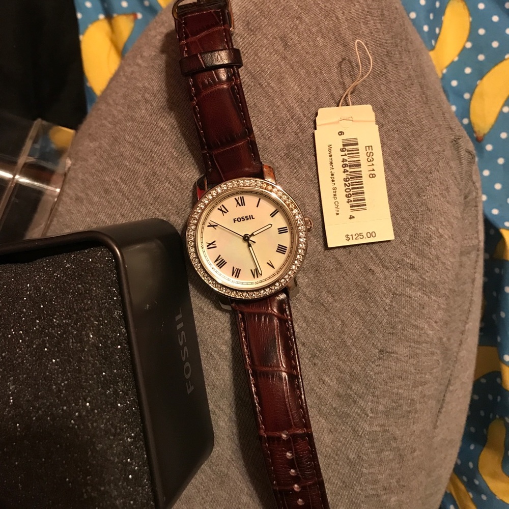 Women's new fossil watch genuine leather bling