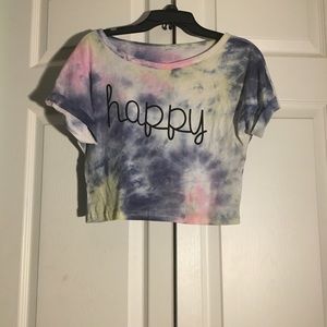 Tie-dye HAPPY crop top