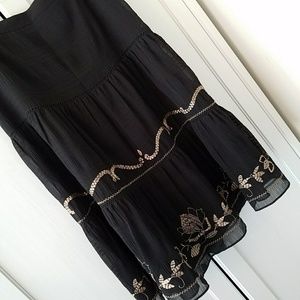 LOFT black skirt with metallic embroidery
