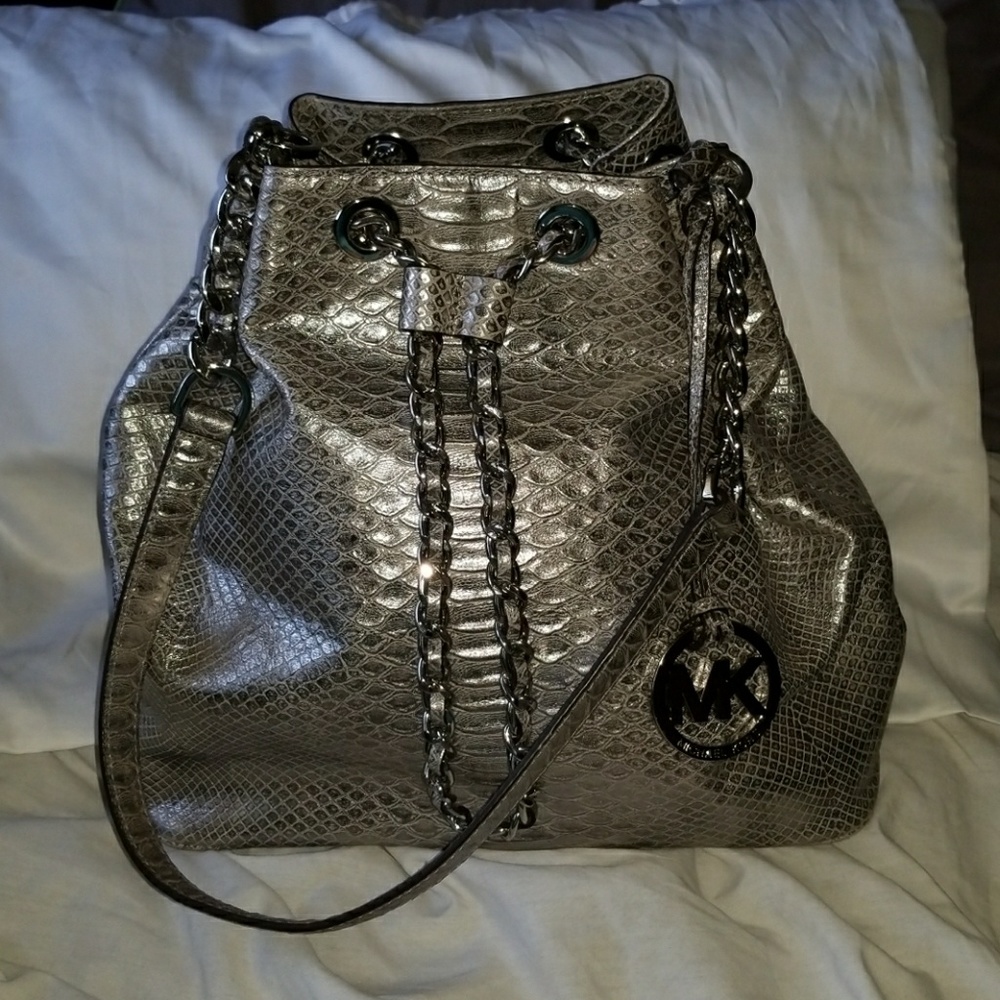 Michael Kors silver Frankie shoulder bag
